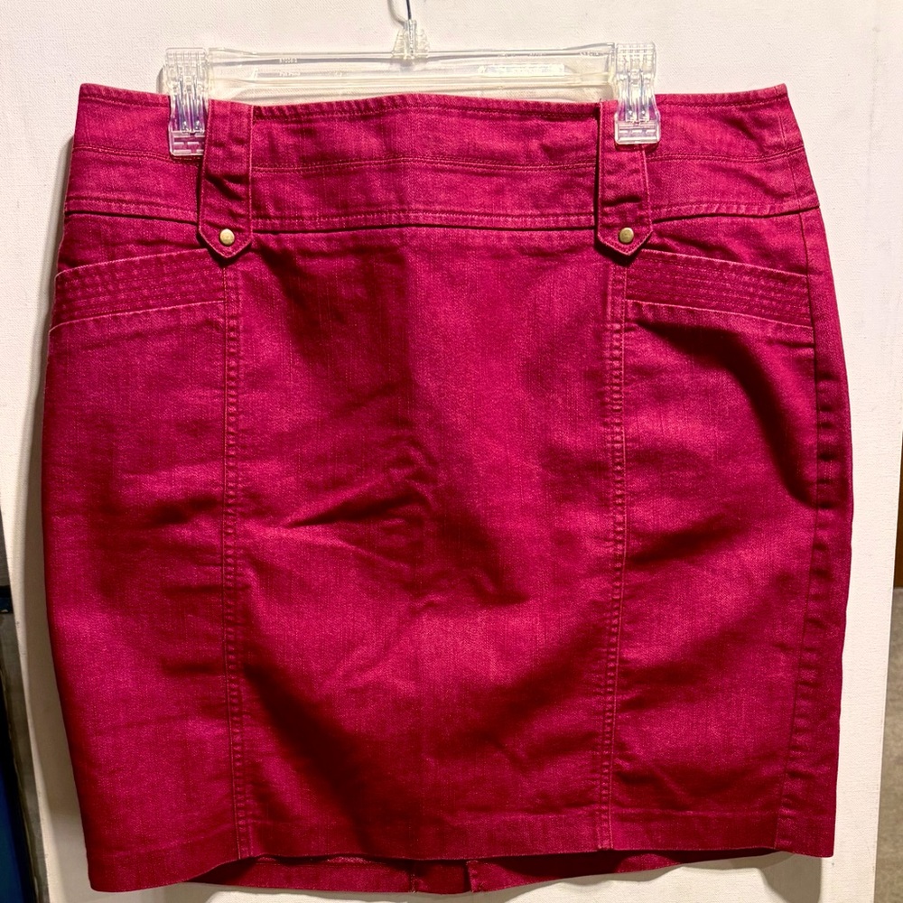 #Worthington #Red #Denim‎ #Pencil #Skirt #Size-16P